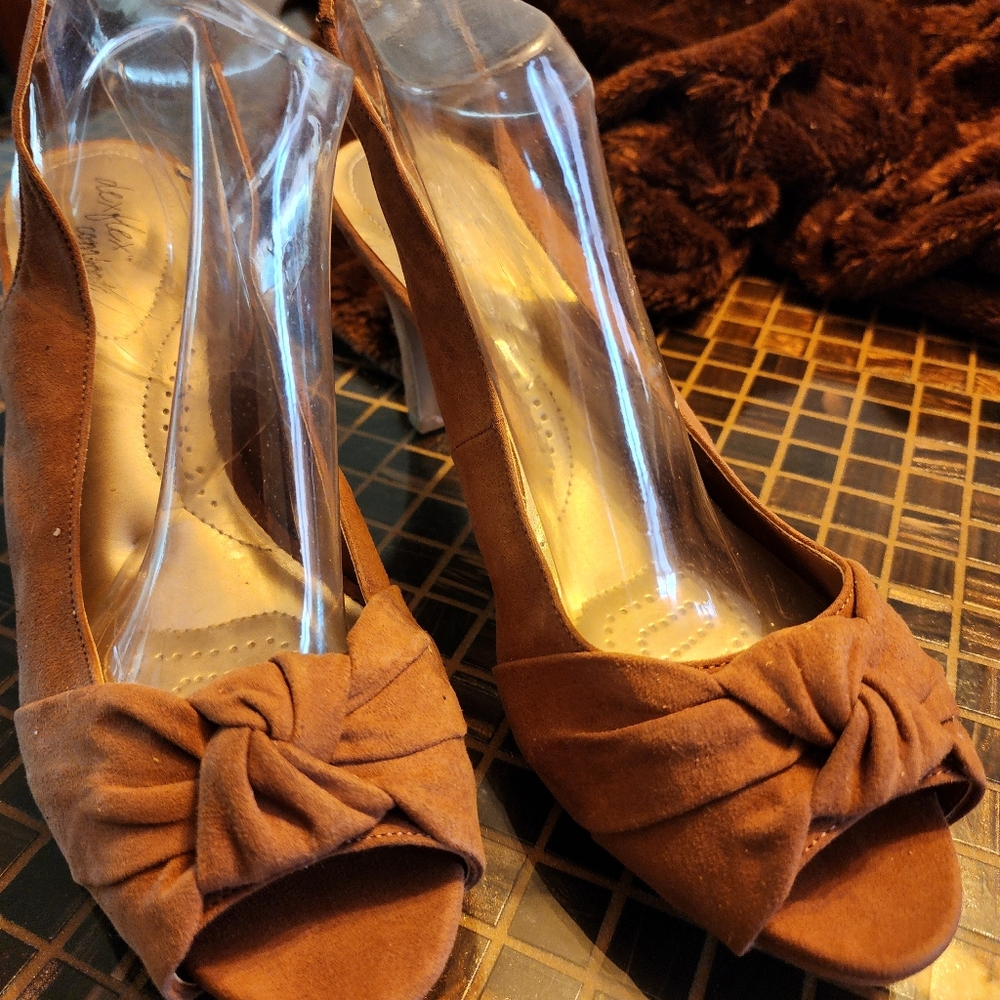 Women's Brown Open-Toe Heels